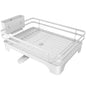 Kitsure Dish Drying Rack - Multi-Functional Dish Rack for Kitchen Counter with Cutlery Holder, Rust-Proof Storage Solution with Rotatable, 15.7" x 12.0" x 5.5", White - color: White