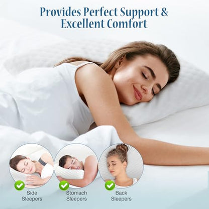 DUMOS Memory Foam Pillows for Sleeping 2 Pack, Bed Pillows for Adults with Washable Cover and Breathable Mesh, Gel Cooling Pillow for Back and Side Sleeper Support, White - size: 2P