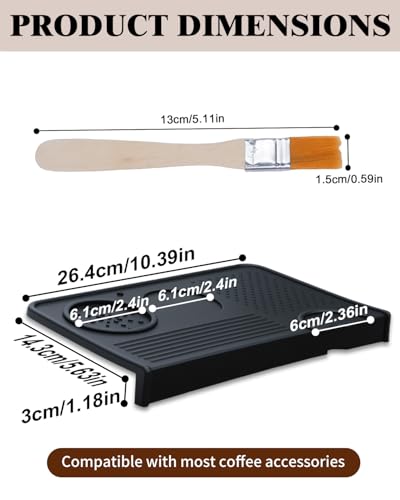 Upgraded Silicone Tamping Mat & Coffee Brush, Durable Tamper Mat Counter Pad, Espresso Machines Acceessories for Home Baristas, Espresso Tamping Station - Black - color: Black Mat & Brush