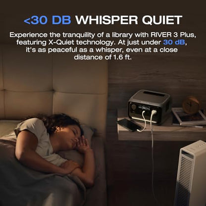 EF ECOFLOW Portable Power Station RIVER 3 Plus, 286Wh/12800mAh LiFePO4 Battery, 3 Up to 1200W AC Outlets, <10 MS UPS, Expandable to 858Wh, <30 dB Quiet, 1Hr Fast Charging Generator for Outdoor Camping - style: RIVER 3 Plus Power Station