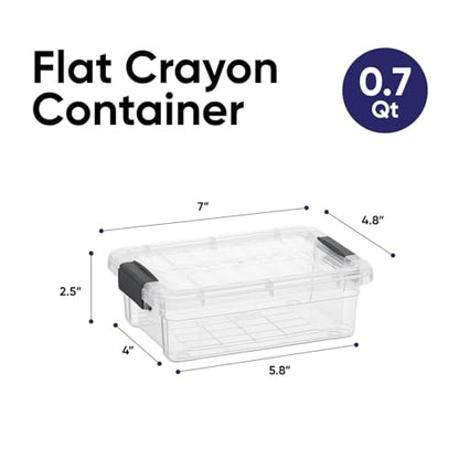 Superio Mini Storage Container Plastic Crayon Box Art Supplies and Sewing Case Stackable Clear Small Organizer for Beads, Stationery, Chalk, and Food, 0.7 Quart, 4 Pack - size: 0.7 Quarts, style: 4 Pack