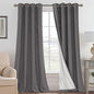 H.VERSAILTEX Blackout Curtains Linen Curtains 120 inches Long 100% Black Out Curtains for Bedroom Windows, Textured Linen Look Draperies Grommet with White Liner, 2 Panels, Grey - color: Grey, size: 52"W x 120"L (Pack of 2)
