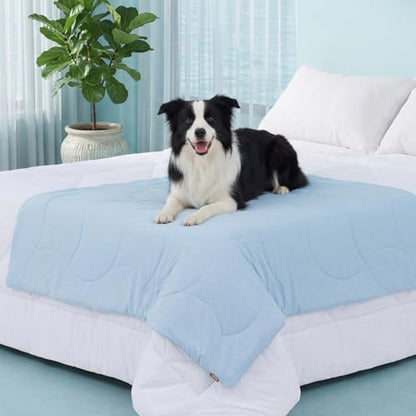 ZOMISIA Premium Cooling Blanket for Large Dogs - Q-MAX>0.5 Breathable Washable Dog Cooling Mat, Travel Soft Pet Summer Essentials, Blue, 50"x60" - color: Blue, size: XL(50x60")