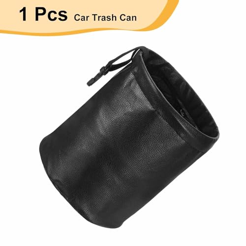 HARFINGTON Car Trash Can 0.9 Gallon Foldable Leak-Proof Garbage Organizer Portable Hanging Waterproof Truck Trash Bins for Van Automotive Vehicle Front Seat, Black - color: Black