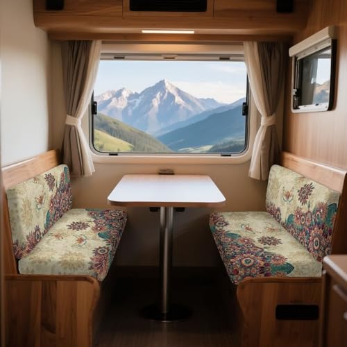 Boho Mandala Dragonfly Pattern 2 PCS RV Dinette Cushion Covers Wear-Resistan Camper Seat Covers Dinette Booth Camper Cushion Slipcover Sofa Slipover for Travel Trailer Couch - color: Boho Mandala Dragonfly