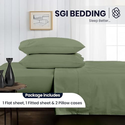 SGI bedding Full Bed Sheets Set – Premium 600 TC Egyptian Cotton, Crisp & Cooling Sateen Weave, Extra Soft Hotel Collection, Fits Mattresses Up to 16 Inch Deep, Breathable & Long Lasting – Moss - color: 11 - Moss, size: Full