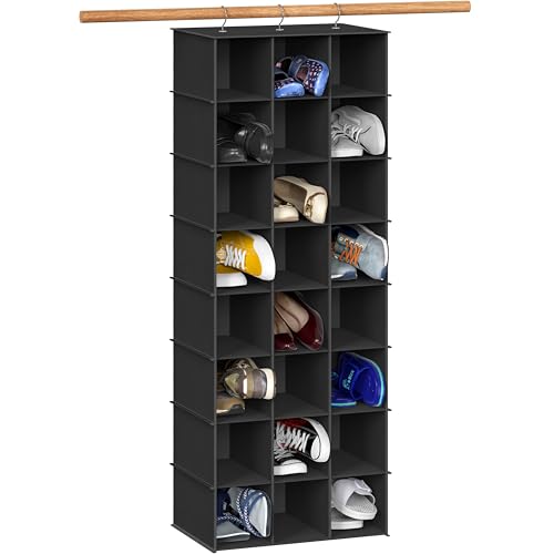 Simple Houseware 24 Section Shelves Hanging Shoes Organizer Holder for Closet, Black - color: Black