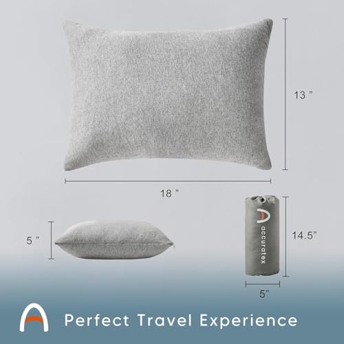 ACCURATEX Camping Pillow-100% Cotton Breathable Cover,Shredded Memory Foam Compressible Travel Pillow,Camping&Travel Accessories-Small Backpacking Pillow Camping Essentials for Sleeping - color: Purple