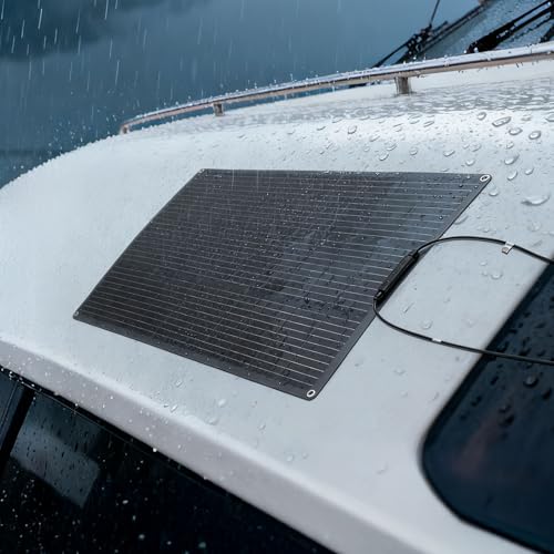 VEVOR Flexible Solar Panel, 100W Semi-Flexible Bendable Monocrystalline Solar Panel, 23% Efficiency Mono Off-Grid Charger with MC4 Output, IP67 Waterproof for Marine RV Car Cabin Curved Surfaces - size: 100W