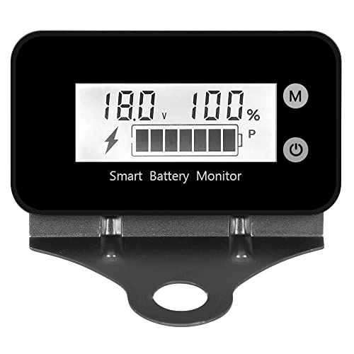 IPX7 Waterproof Battery Monitor with Bracket 7-100V,SUPNOVA Car Motorcycle Golf cart Meter Digital Battery Capacity Remaining Capacity Percentage Tester with Buzzer Alarm and Temperature (White) - color: White(IPX7 Waterproof)