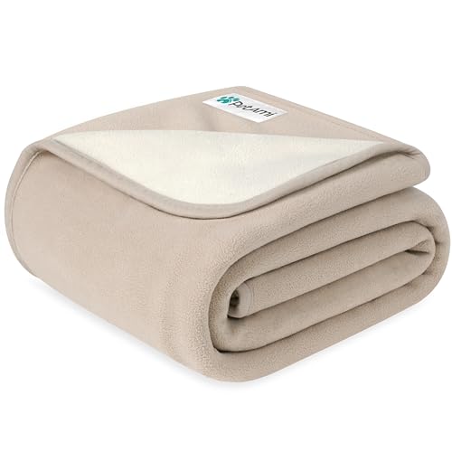 PetAmi Waterproof Dog Blanket for Couch, Pee Proof Reversible Cat Blanket for Sofa Bed Furniture Protector, Soft Fleece Washable Pet Throw for Dogs Cats Puppies Kittens, 60x80 Taupe Beige - color: Taupe/Beige, size: X-Large (60x80)