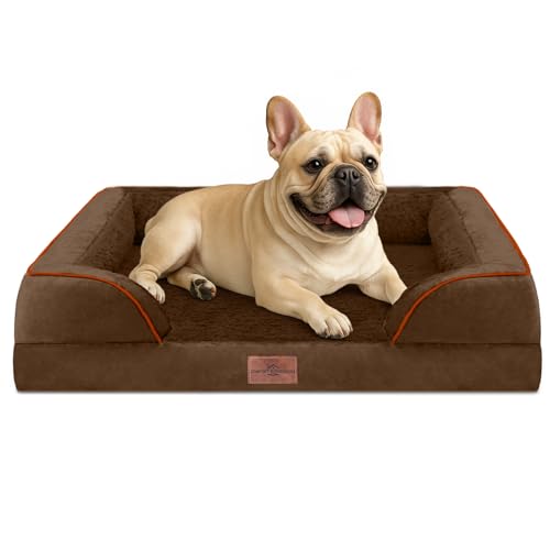 Comfort Expression Waterproof Orthopedic Dog Bed for Medium Size Dog | Supportive Egg Crate Foam Medium Pet Bed with Removable Bolsters, Dog Couch with Washable Cover & Non-Slip Bottom, 30x20 Inch - color: Chocolate Brown, size: 30.0"L x 20.0"W x 7.0"Th