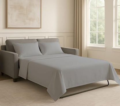 Soft & Luxurious Full Sleeper Sofa Bed Sheet Set - Premium Quality 100% Cotton Sheets, 4-Piece Solid Bedding Sets, Fits RV & Sofabed Mattresses up to 8" Deep, Light Grey - color: 03-light Grey, size: Full 8" Deep