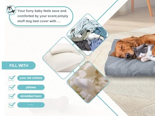 Explore Land Scratch Resistance Dog Bed Cover Canvas Washable Dog Crate Pad Replacement Cover, 48Lx36Wx4H inch, Charcoal - color: Deep Gray, size: 48”Lx36”Wx4”H