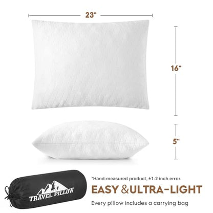 Small Shredded Memory Foam Pillow, Camping Pillow Travel Pillow - Compressible Medium Firm, Breathable Cover, Ideal Backpacking Hiking, Airplane and Car (Off-White, L) - color: Off-white, size: L-23 X 16 Inch