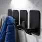DELITON 4 Pack Adhesive Hooks - Towel Hook for Hanging Towels, Clothes and Bags, Matte Black Stainless Steel, Stick on Wall for Bathroom and Kitchen - color: Carbon Black