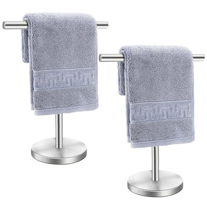 T-Shape Bath Hand Towel Holder Stand, Stainless Steel Free Standing Hand Towel Rack, for Bathroom Kitchen & Countertop, Silver, 2 Pack - color: Silver-2 Pack