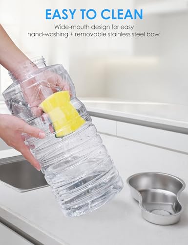 Heouvo 2.5 Gallon Automatic Dog Water Dispenser【Wide Mouth for Easy Hand-in Cleaning】【Removable Stainless Steel Bowl】, Gravity Refilling Large Capacity for Cats and Dogs, Multi-Pet Homes - size: 9.5L
