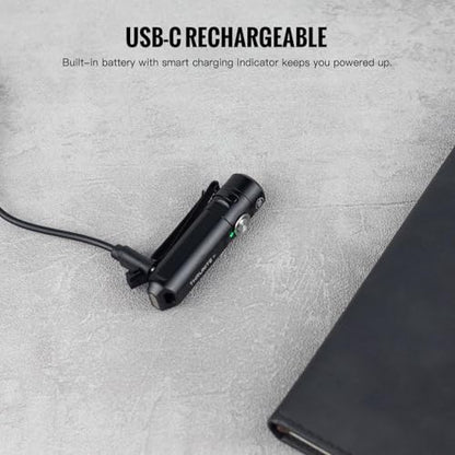 ThruNite Ti Keychain Flashlight, USB-C Rechargeable EDC Pocket Light, 650 Lumens with Magnetic Tailcap, 5 Modes, IPX-6 Waterproof Mini Flashlight for Camping, Everyday Carry (Black) - color: Black Cool White