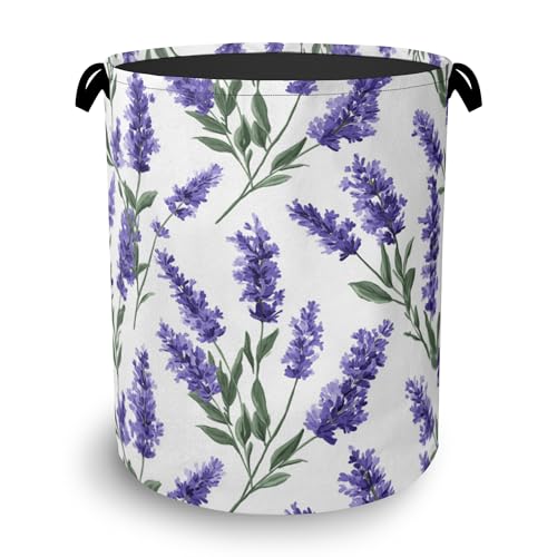 Lavender Laundry Basket,Oxford Cloth Laundry Hamper with Handle Foldable Portable Clothes Storage Basket for Bathroom Bedroom Dorm Room 16" x 20.8" - color: Lavender