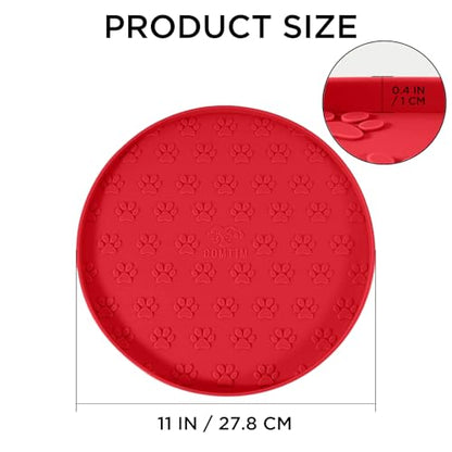 Comtim Waterproof Dog Food Mat - 2 Pack Silicone Pet Food Mat Dog Food Bowl Mats Cat Water Mats Eating Tray, Non-Slip Pet Placemat with Lip for Messy Drinkers to Protect Floor, Red 11"×11" - color: Red