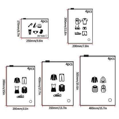 20 Pcs Travel Storage Bags, Clothes Packaging, Reusable Plastic Ziplock, Frosted Waterproof Resealable Clothing Zipper Pouch for Shoes Cosmetics Storage