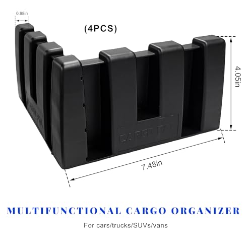 4 PCS Multipurpose Cargo Organizer Blocks, Plastic Trunk Storage Organizer Blocks for Felt Carpet, Space Saving Cargo Trunk Divider Adjustable Blocks for Truck SUV Van