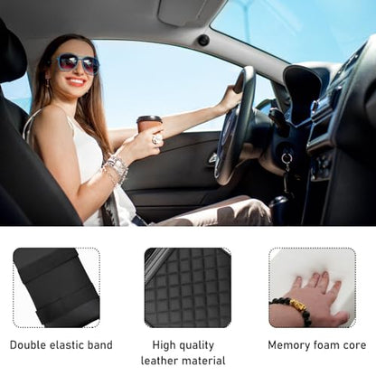 Car Center Console Armrest Pillow, 14"×8.3" Memory Foam Auto Armrest Box Cover with Cup Holder & Phone Holder, Waterproof Leather Arm Rest Protector Cushion, Car Accessories (Diamond Pattern) - color: Diamond Pattern