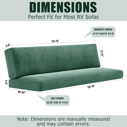 2 Piece RV Couch Covers for Sofa Bed, Stretch Elastic Camper Slipcover for RV Jackknife Sofa Bed, Washable Anti-Slip Furniture Protector, Pet Friendly & Wrinkle Free (Green) - color: Green