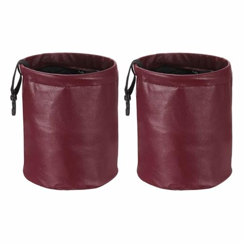 HARFINGTON 2 Packs Car Trash Can 0.9 Gallon Foldable Leak-Proof Garbage Organizer Portable Hanging Waterproof Truck Trash Bins for Van Automotive Vehicle Front Seat, Red - color: Red