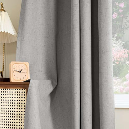 H.VERSAILTEX Linen Look 100% Blackout Curtains 45 Inches Long for Bedroom Rod Pocket 42 Inches Wide Linen Textured Thick Window Curtain Drapes with White Backing, Dove Gray, 2 Panels - color: Dove Gray, size: 42"W x 45"L (Pack of 2)