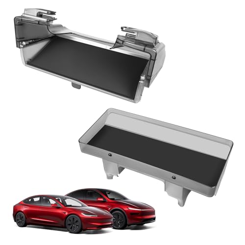 Under Screen Storage Organizer for 2026 New Model Y Juniper,[Retractable & Tool-Free] Under Screen Storage Box with Behind Screen Tissue Holder Compatible with Tesla 2025-2026 Model Y Juniper - size: 2025-2026 Model Y Juniper & 2024-2025 Model 3