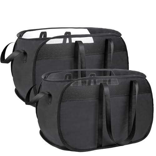 Pop Up Laundry Hamper，with Durable Handles collapsible laundry basket，Easy to Open and Fold for college Dorm,kids room，travel (2 black)… - color: 2 black