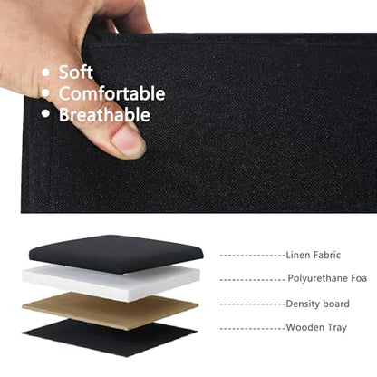 Adeco Square Storage Ottoman with Reversible Tray Top, 17-inch Linen Cube Footrest & Coffee Table for Living Room, Bedroom & Small Spaces, Black - color: Black With Tray