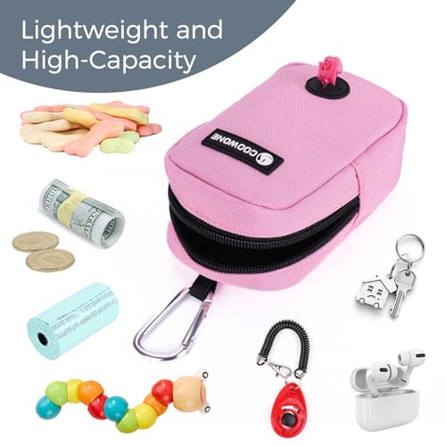 Dog Treat Pouch with Clip, Treat Pouches for Pet Training, Small Dog Treat Container Treat Bag for Leash, Waterproof Dog Treat Bag, Hands-free Training Pouch - color: Pink