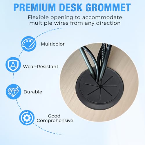 Desk Grommet 2-3/8" (60 mm), Desk Hole Cover for Cables White, Cable Grommet ABS Plastic, Desk Hole Grommet for Office and Home Table Cable, Detachable & Flexible Cable Cord Organizer-2 Pcs - size: 2-3/8"(60 mm)-2Pcs, style: White