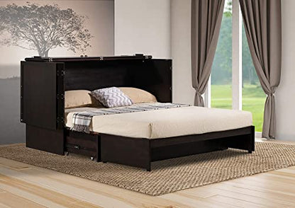Daily Delight Murphy Cabinet Chest Bed with Charging Station & 6" Memory Foam Mattress, Queen (Java) - color: Java