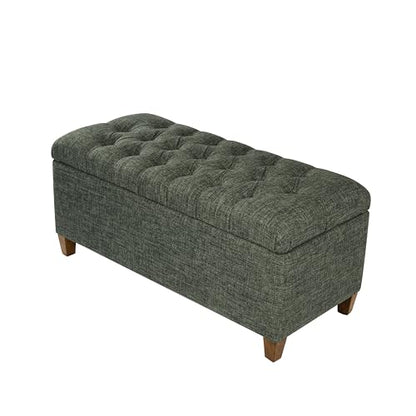 HomePop Ainsley 40" Storage Ottoman Bench - Green Clover Fabric - color: Green Clover Fabric