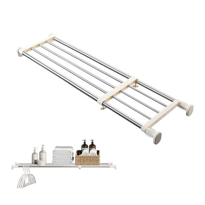 BAOYOUNI Tension Shelf Adjustable Closet Rod Space Saving Wardrobe Clothes Dividers Ivory, 33.07-46.26 Inches - size: (33.07-46.26) IN