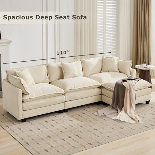 SoarFlash 77.95" Chenille Sectional Sofa, Comfy Modular Loveseat Sofa, Modern 2-Seat Couch Deep Seat Sofa Set for Living Room,Beige - color: Beige, size: 2 Seat