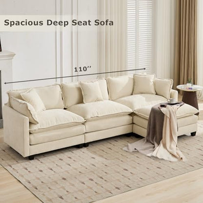 SoarFlash 77.95" Chenille Sectional Sofa, Comfy Modular Loveseat Sofa, Modern 2-Seat Couch Deep Seat Sofa Set for Living Room,Beige - color: Beige, size: 2 Seat