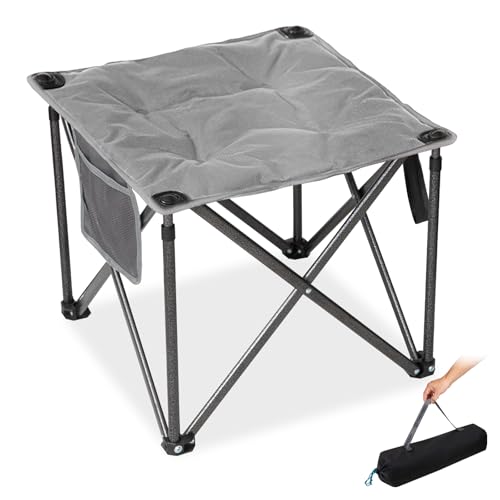 FUNDANGO Oversized Camping Stool for Adults,Thick Padded 18.1 Inch Folding Ottoman Foot Rest, 440 Lbs Heavy Duty Outdoor Camp Chairs with Anti-Slip Foots & Carry Bag for Fishing Travel (Grey) - color: Grey Ultimate -1 Pack