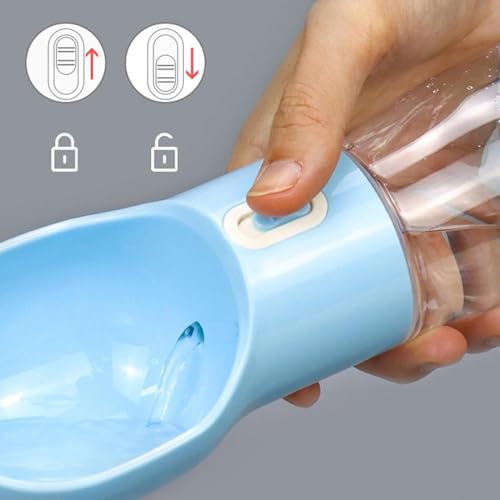 Cherry Pink 4-in-1 Portable Dog Water Dispenser+Food Storage+Built-in Poop Bag Holder+Scoop | 258ml Water & 220ml Food Capacity | Leakproof | Food-Grade ABS Material.