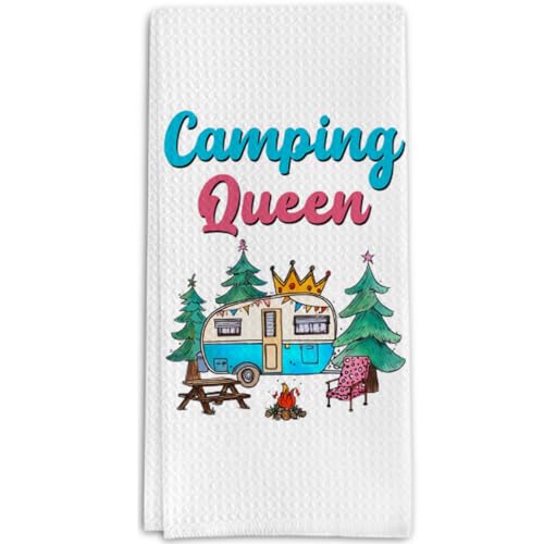 Camping Gifts Kitchen Towels for Camp Lovers, Camping Queen Decorative Towels for Bar Kitchen Bathroom - color: Queen