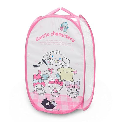 Cute Mesh Popup Laundry Hamper with Carry Handles, Large Capacity Foldable Lightweight Dirty Clothes Basket for Girls Room, Dorm | Travel & Camping - color: Pink-1-4
