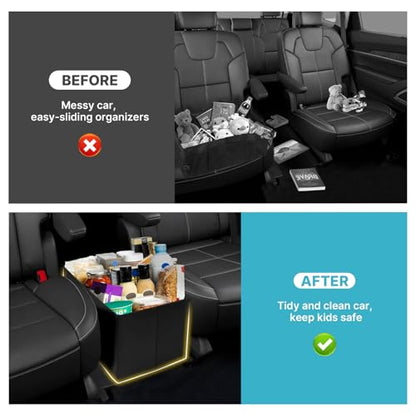 Mixsuper Liner Car Seat Organizer for Kia Telluride 2020-2026 Center Console Organizer with Cup Holders for Telluride, Kids Toys Baby Supplies Dog Toy Box Storage Bin Travel Accessories