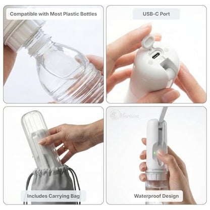 Portable Bidet for Travel – Electric Sprayer with 3 Pressure Modes, USB-C Fast Charging, LED Indicator, 180ml Tank & Waterproof Handheld, Bottle Adapter for Home, Travel and Postpartum Hygiene