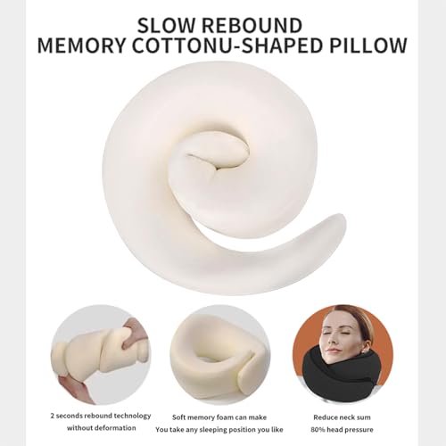 Cloud Sleep Travel Pillow｜360° Adjustable Neck Pillow for Airplane & Office｜NASA Memory Foam｜Free Eye Mask & Earplugs (Black) - color: Black