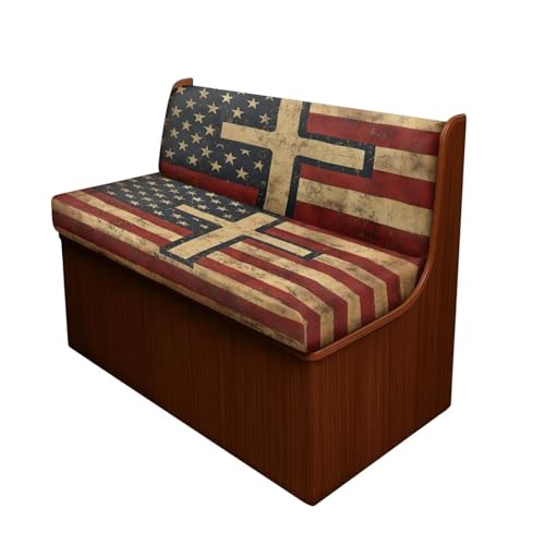 American Flag Cross RV Dinette Cushion Covers for Inside Stretch Bench Covers for Rv - Anti-Slip Sofa Cushion Cover for Dogs Rv Accessories (1 Bench Cover & 1 Backrest Cover) - color: American Flag Cross Print