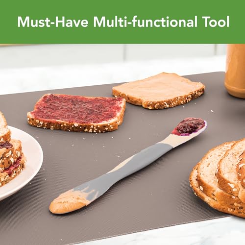 Tovolo Scoop and Spread Large Dual End Silicone Sandwich Spreader Tool with Nylon Handle, BPA Free Dishwasher Safe Silicone and Nylon Tool for Spreading and Scooping, Oatmeal and Oyster Gray - color: Oatmeal & Oyster Gray, size: Large